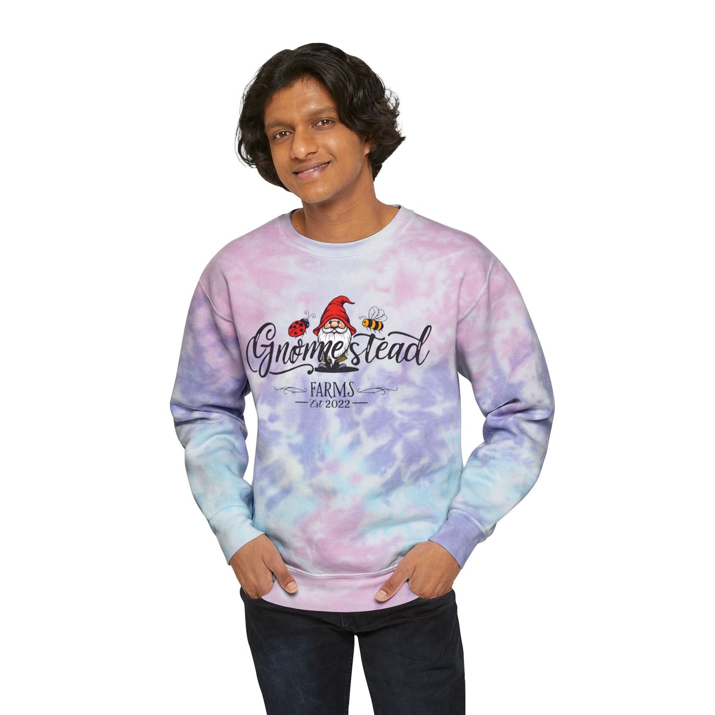 Gnomestead Farms Unisex Tie-Dye Gnome Sweatshirt: Cozy Farmhouse Comfort