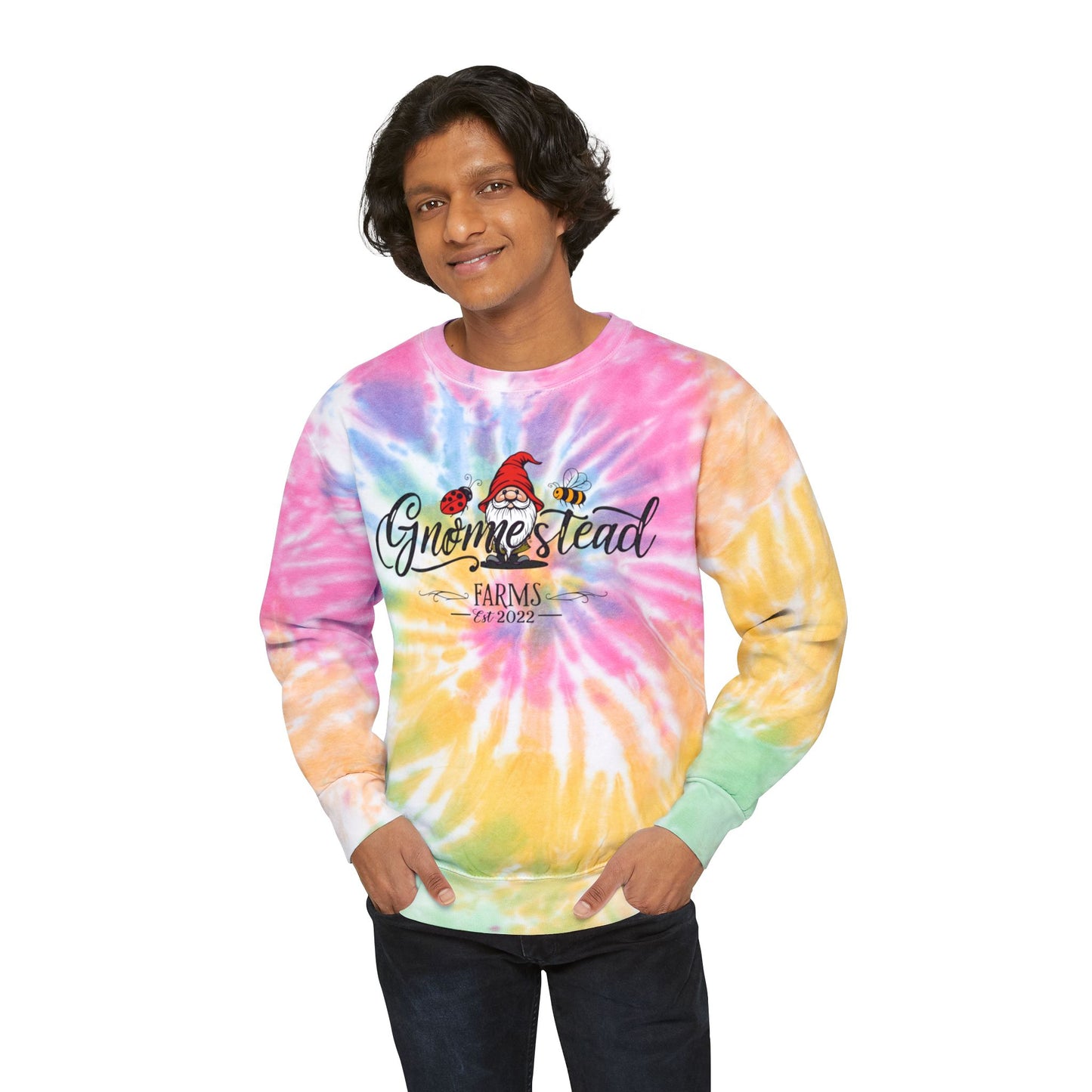 Gnomestead Farms Unisex Tie-Dye Gnome Sweatshirt: Cozy Farmhouse Comfort