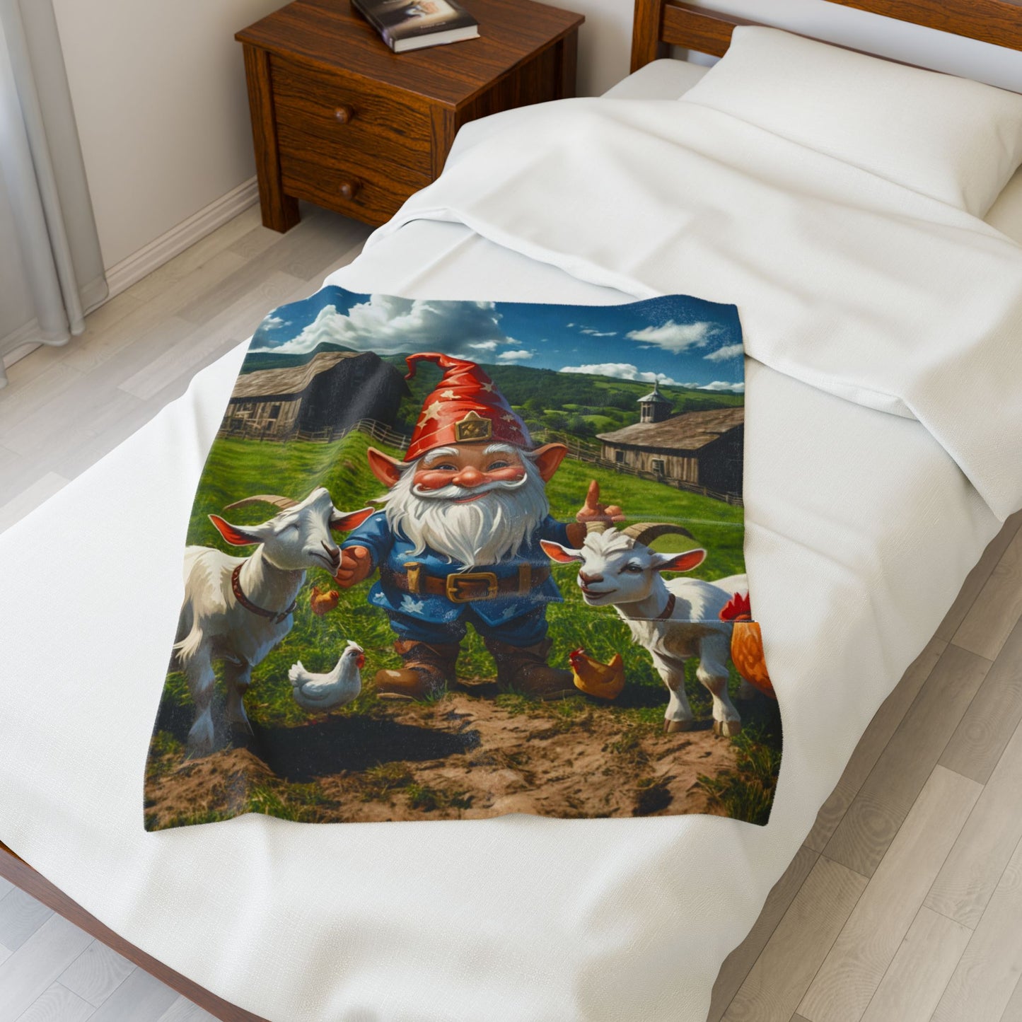 Cozy Gnome Velveteen Blanket: Perfect for Farmhouse Decor & Year-Round Comfort