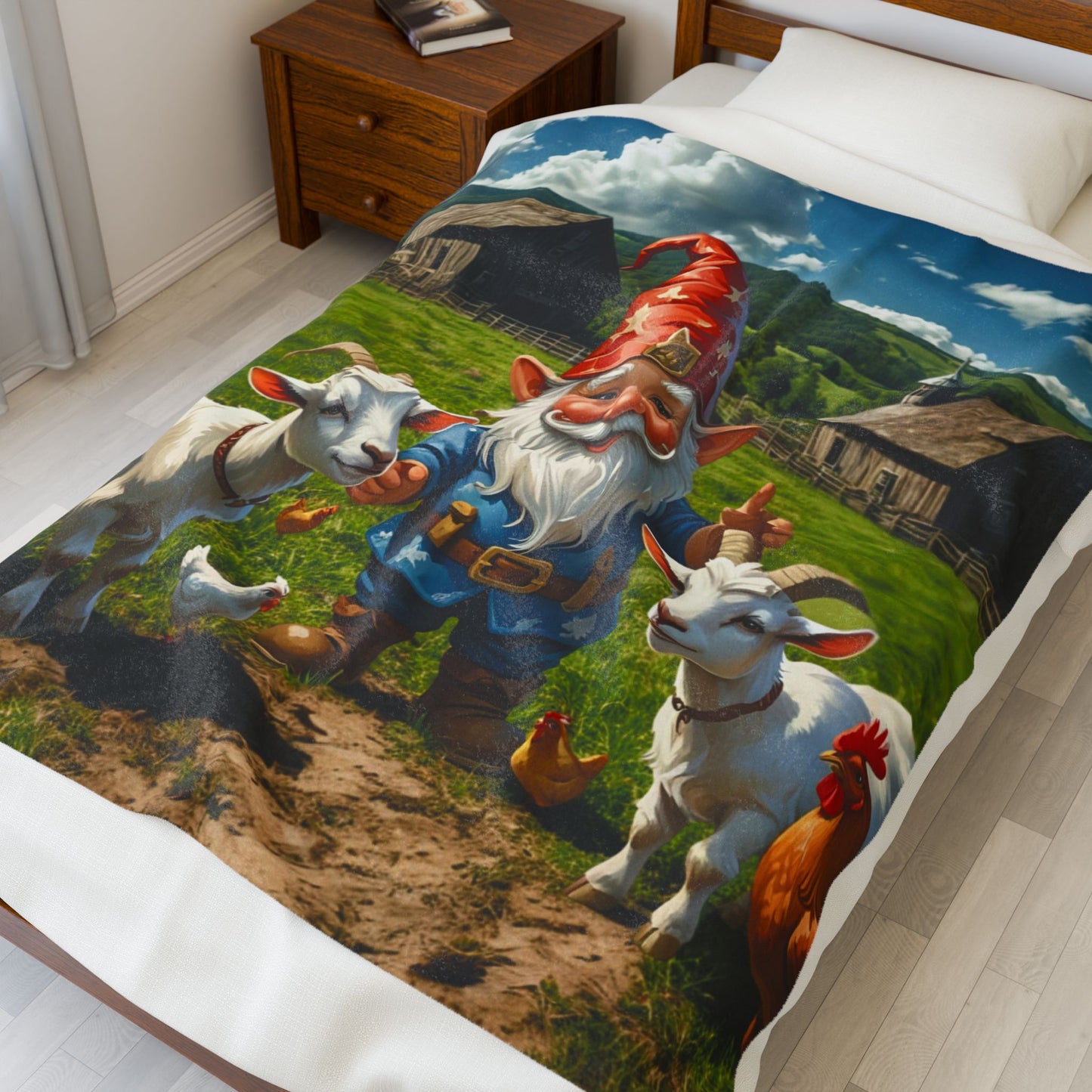 Cozy Gnome Velveteen Blanket: Perfect for Farmhouse Decor & Year-Round Comfort
