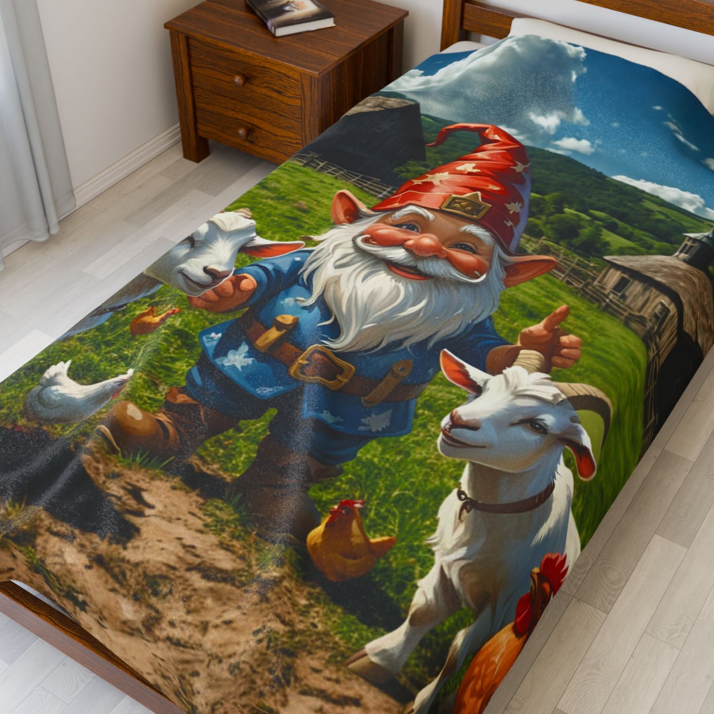 Cozy Gnome Velveteen Blanket: Perfect for Farmhouse Decor & Year-Round Comfort